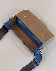Fortok Fendi Soft Trunk Baguette Blue Leather and FF Fabric Bag 80102 21.5x6.5x12cm - 6