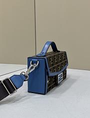 Fortok Fendi Soft Trunk Baguette Blue Leather and FF Fabric Bag 80102 21.5x6.5x12cm - 5