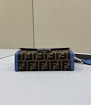 Fortok Fendi Soft Trunk Baguette Blue Leather and FF Fabric Bag 80102 21.5x6.5x12cm - 4