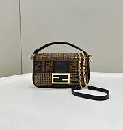 Fortok Fendi Baguette Mini Brown FF Jacquard Fabric bag With Sequin 8623S 19.5x5x11cm - 1