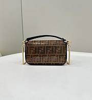 Fortok Fendi Baguette Mini Brown FF Jacquard Fabric bag With Sequin 8623S 19.5x5x11cm - 5