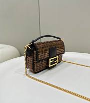Fortok Fendi Baguette Mini Brown FF Jacquard Fabric bag With Sequin 8623S 19.5x5x11cm - 4