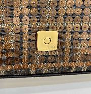 Fortok Fendi Baguette Mini Brown FF Jacquard Fabric bag With Sequin 8623S 19.5x5x11cm - 3