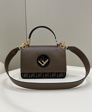 Fortok Fendi Kan I F Leather Bag in Brown 26cm