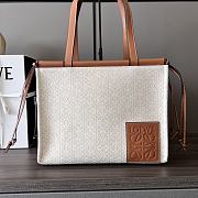Fortok Loewe Cushion Tote Anagram Jacquard And Calfskin Tan 061921 32x24x16cm - 1