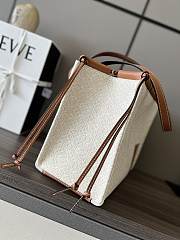 Fortok Loewe Cushion Tote Anagram Jacquard And Calfskin Tan 061921 32x24x16cm - 5