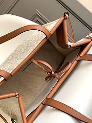 Fortok Loewe Cushion Tote Anagram Jacquard And Calfskin Tan 061921 32x24x16cm - 3