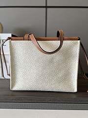 Fortok Loewe Cushion Tote Anagram Jacquard And Calfskin Tan 061921 32x24x16cm - 4