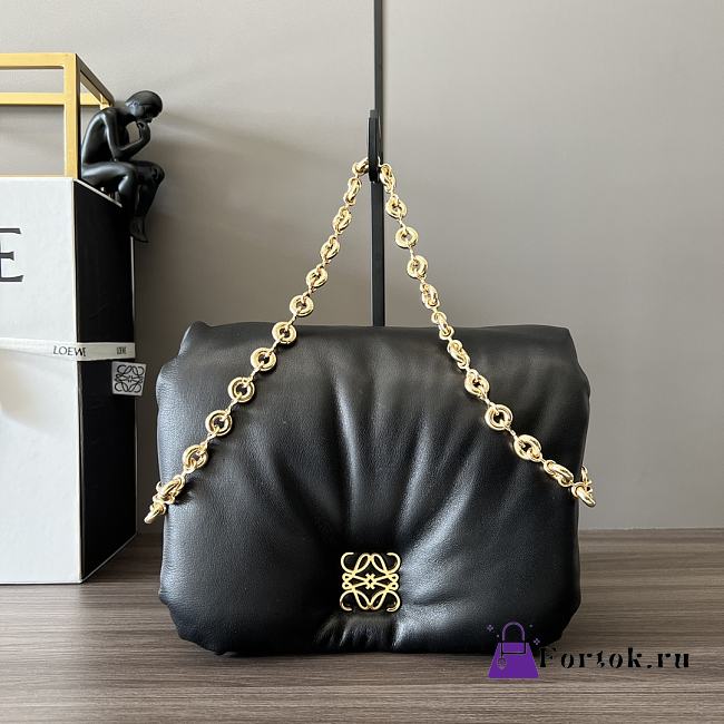 Fortok Loewe Black Goya Puffer Shoulder Bag 062768 23x13x6cm - 1