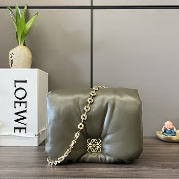 Fortok Loewe Dark Khaki Green Goya Puffer Shoulder Bag 062768 23x13x6cm