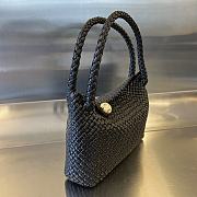 Fortok Bottega Veneta Tosca Intreccio Leather Shoulder Bag Black 27x18x8cm - 6