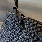 Fortok Bottega Veneta Tosca Intreccio Leather Shoulder Bag Black 27x18x8cm - 3