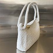 Fortok Bottega Veneta Tosca Intreccio Leather Shoulder Bag White 27x18x8cm - 6