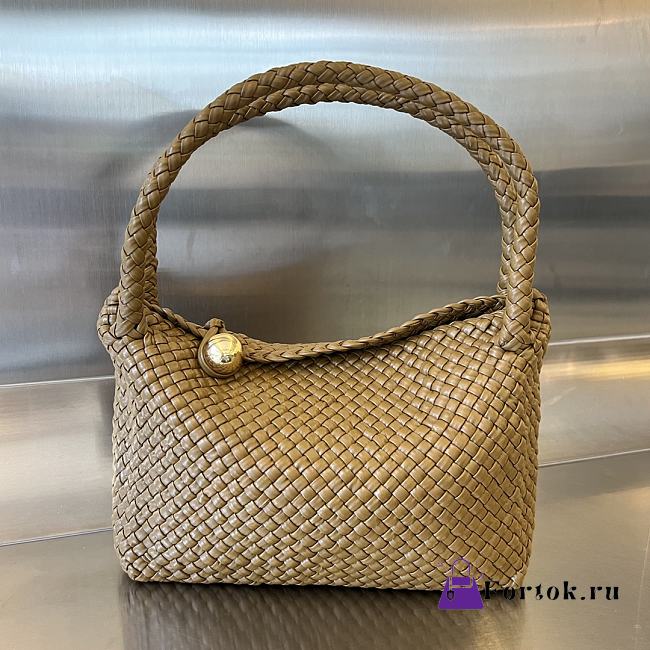 Fortok Bottega Veneta Tosca Intreccio Leather Shoulder Bag Brown 27x18x8cm - 1