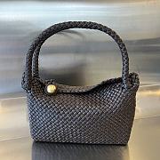 Fortok Bottega Veneta Tosca Intreccio Leather Shoulder Bag Dark Brown 27x18x8cm - 1