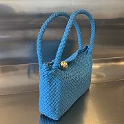 Fortok Bottega Veneta Tosca Intreccio Leather Shoulder Bag Blue 27x18x8cm - 6