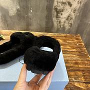 Fortok Prada Shearling Slipper Sandals Black - 5