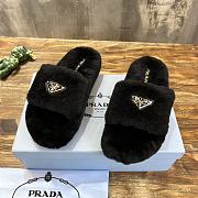 Fortok Prada Shearling Slipper Sandals Black - 4