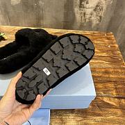 Fortok Prada Shearling Slipper Sandals Black - 3