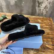 Fortok Prada Shearling Slipper Sandals Black - 2