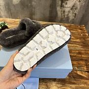 Fortok Prada Shearling Slipper Sandals Grey - 6