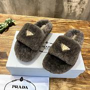 Fortok Prada Shearling Slipper Sandals Grey - 4