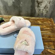 Fortok Prada Shearling Slipper Sandals Pink - 6