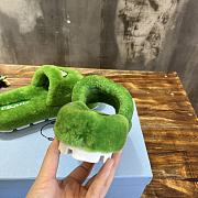 Fortok Prada Shearling Slipper Sandals Green - 6