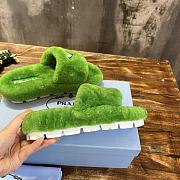 Fortok Prada Shearling Slipper Sandals Green - 5