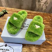 Fortok Prada Shearling Slipper Sandals Green - 4