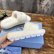 Fortok Prada Shearling Slipper Sandals White - 5