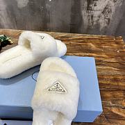 Fortok Prada Shearling Slipper Sandals White - 4