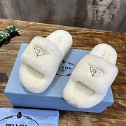 Fortok Prada Shearling Slipper Sandals White - 2