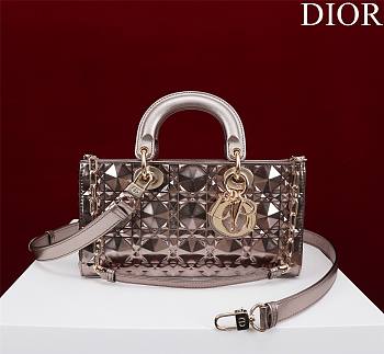 Fortok Dior Lady D-Joy Bag Metallic Purple Gold M0540 26x13.5x5cm