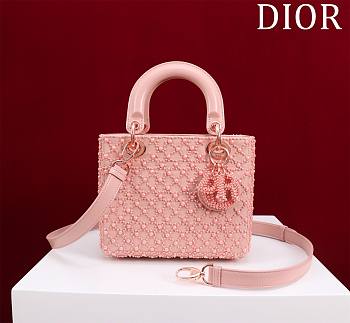 Fortok Dior Lady Diana Bead Bag Pink 20x16x8cm