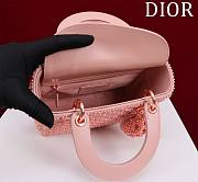 Fortok Dior Lady Diana Bead Bag Pink 20x16x8cm - 3