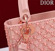 Fortok Dior Lady Diana Bead Bag Pink 20x16x8cm - 5