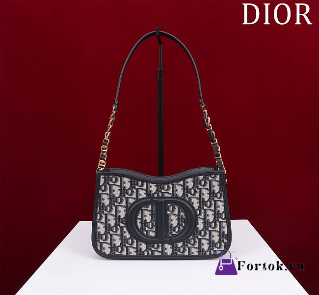 Fortok Dior CD Signature Hobo Mini Bag Blue Oblique Jacquard 23.5x14.5x6cm - 1