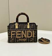 Fortok Fendi By The Way Mini Small brown FF Fabric Boston Bag 8612A 18x8x12cm - 1