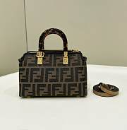 Fortok Fendi By The Way Mini Small brown FF Fabric Boston Bag 8612A 18x8x12cm - 3