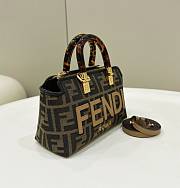 Fortok Fendi By The Way Mini Small brown FF Fabric Boston Bag 8612A 18x8x12cm - 4