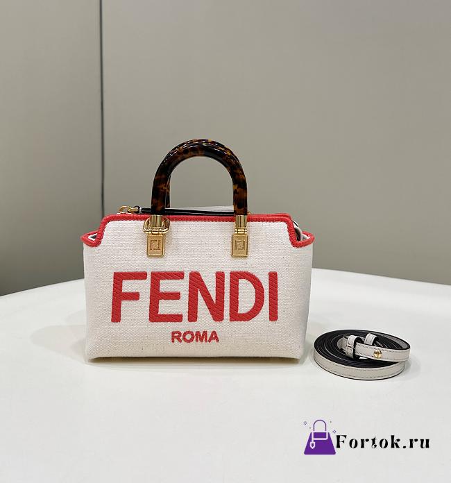 Fortok Fendi Iconic By the way Canvas Boston Bag Pink 8612 17x8x12cm  - 1