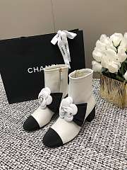 Fortok Chanel White Boots With Camellia - 2