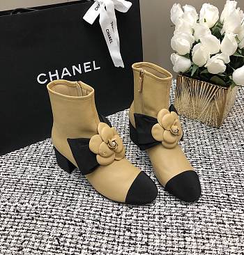 Fortok Chanel Beige Boots With Camellia