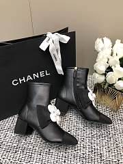 Fortok Chanel Black Boots With Camellia - 4