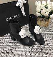 Fortok Chanel Black Boots With Camellia - 1