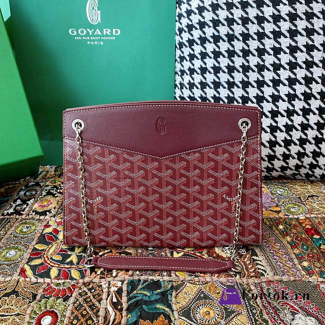 Fortok Goyard Rouette Stracture Bag in Burgundy 25.5x10x19cm - 1