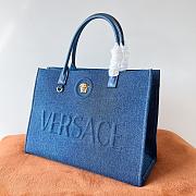 Fortok Versace La Medusa Canvas Tote Bag Denim 40x16x29cm - 4