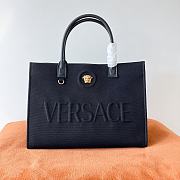 Fortok Versace La Medusa Canvas Tote Bag Black 40x16x29cm - 1