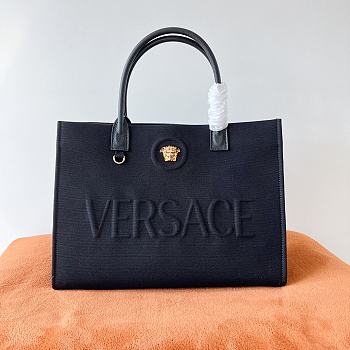 Fortok Versace La Medusa Canvas Tote Bag Black 40x16x29cm